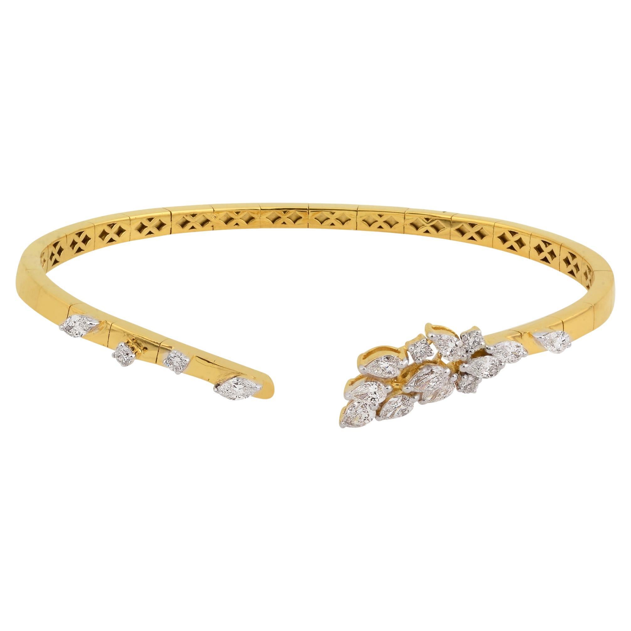 Verstellbarer natürlicher SI/HI Diamant-Armreif aus 18 Karat Gelbgold mit offenem SI/HI-Diamant
