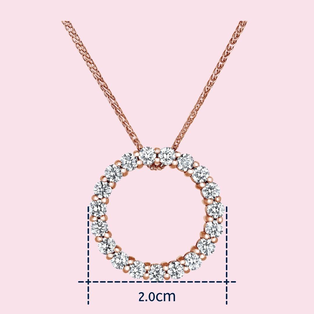 1,30 Karat Diamant-Eternity-Halskette aus 14K Roségold mit offenem Kreis, Shlomit Rogel (Rundschliff) im Angebot