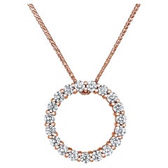 1.30 Carat Diamond Open Circle Eternity Necklace 14K Rose Gold, Shlomit Rogel