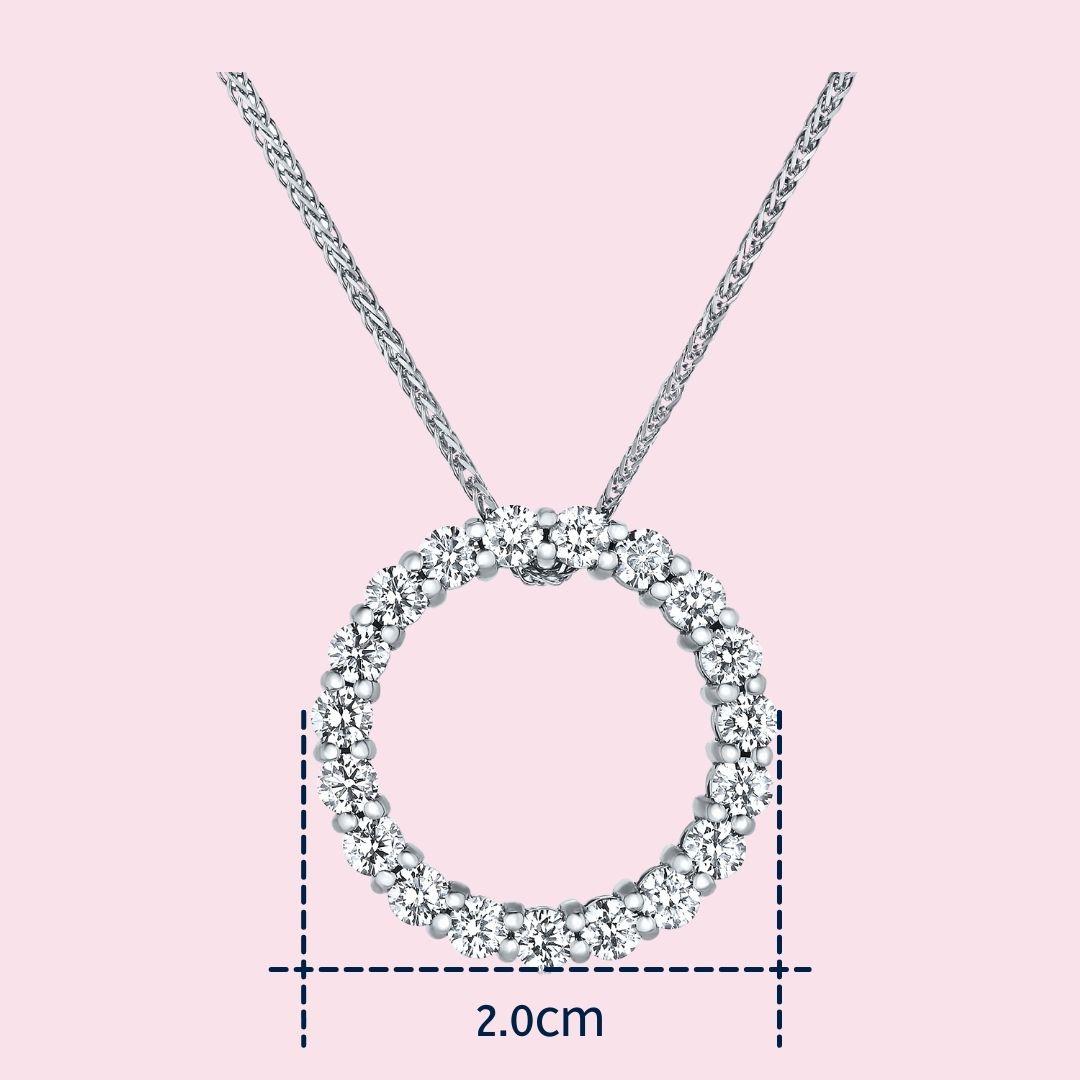 1.30 Carat Diamond Open Circle Eternity Necklace 14K White Gold, Shlomit Rogel In New Condition For Sale In Ramatgan, IL