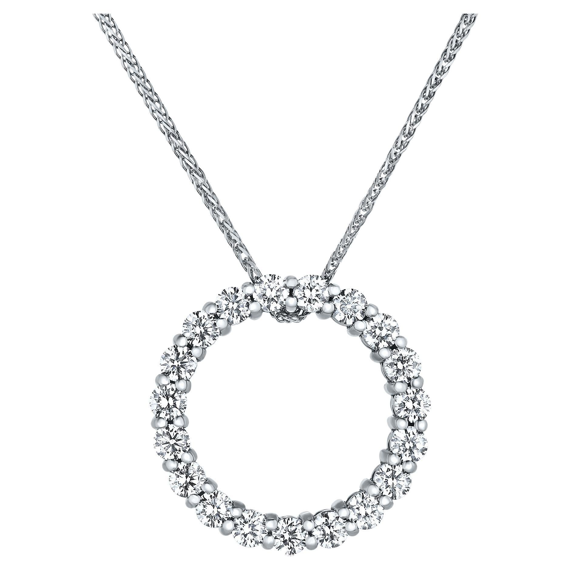1.30 Carat Diamond Open Circle Eternity Necklace 14K White Gold, Shlomit Rogel For Sale