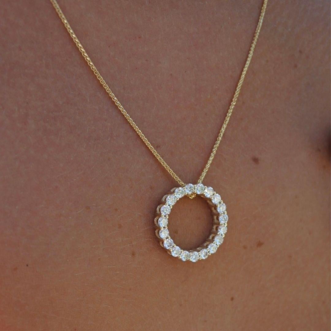 Shlomit Rogel, collier d'éternité en or jaune 14 carats avec cercle ouvert et diamants de 1,30 carat Pour femmes en vente