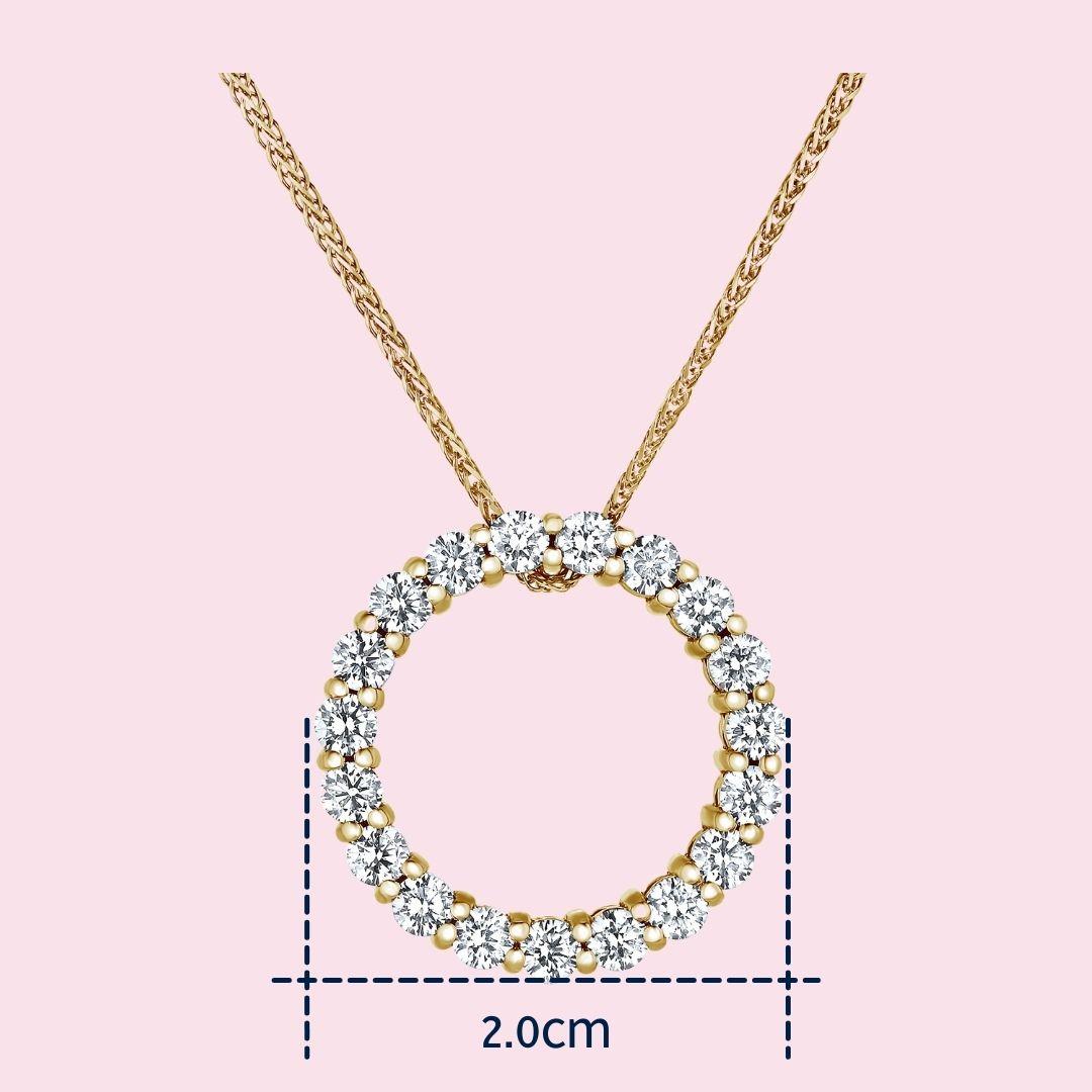 Women's 1.30 Carat Diamond Open Circle Eternity Necklace 14K Yellow Gold, Shlomit Rogel For Sale