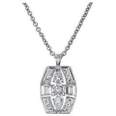 Collar Colgante Estilo Retro Platino Diamante 1,30 Quilates