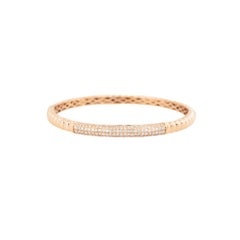 1.30 Carat Diamond Ribbed Bangle Bracelet 18 Karat in Stock