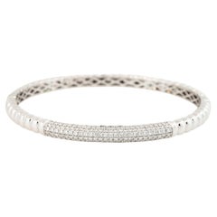 1.30 Carat Diamond Ribbed Bangle Bracelet 18 Karat in Stock