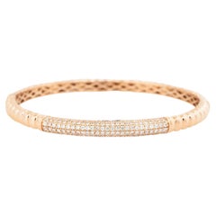 1.30 Carat Diamond Ribbed Bangle Bracelet 18 Karat in Stock