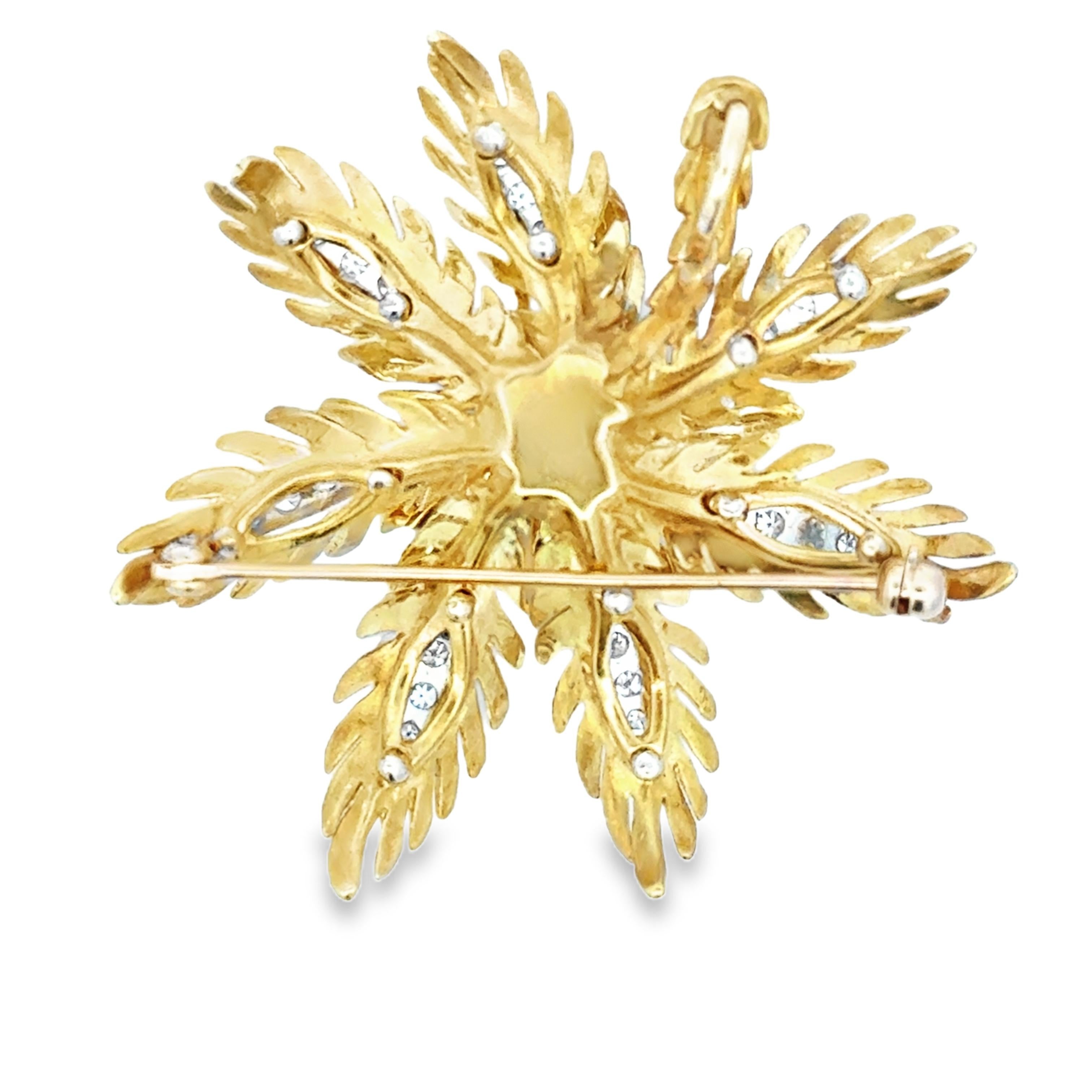 1,30 Karat Diamant-Starburst-Blumenbrosche aus 18K Gelbgold und Platin im Zustand „Hervorragend“ im Angebot in Miami, FL