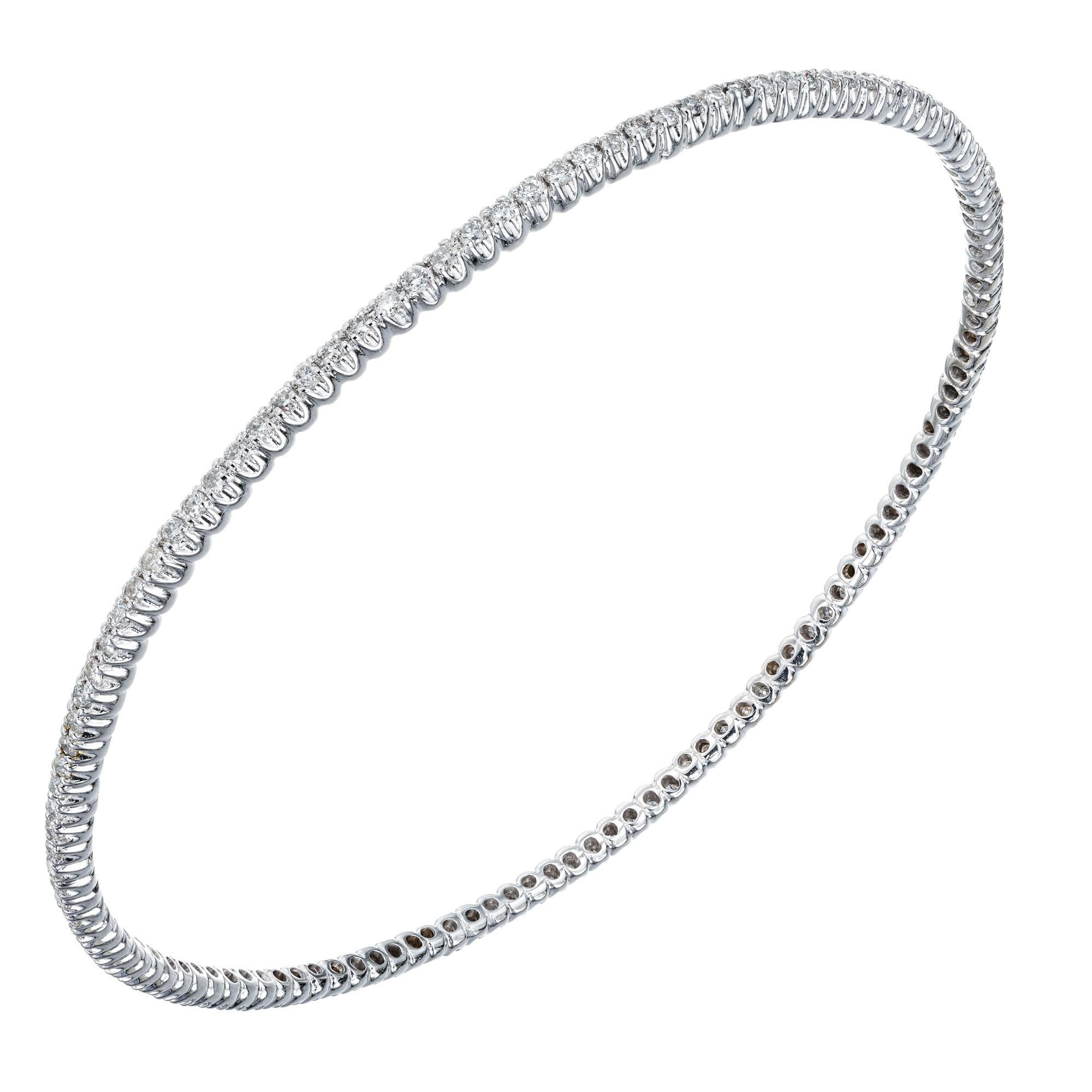 1,30 Karat Diamant Weißgold Slip-On-Armreif (Rundschliff) im Angebot