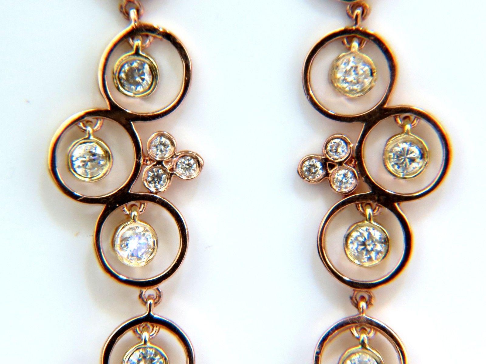 Women's or Men's 1.30 Carat Diamonds Dangle Earrings 3D Real Feel Modern Cluster Vine 14 Karat