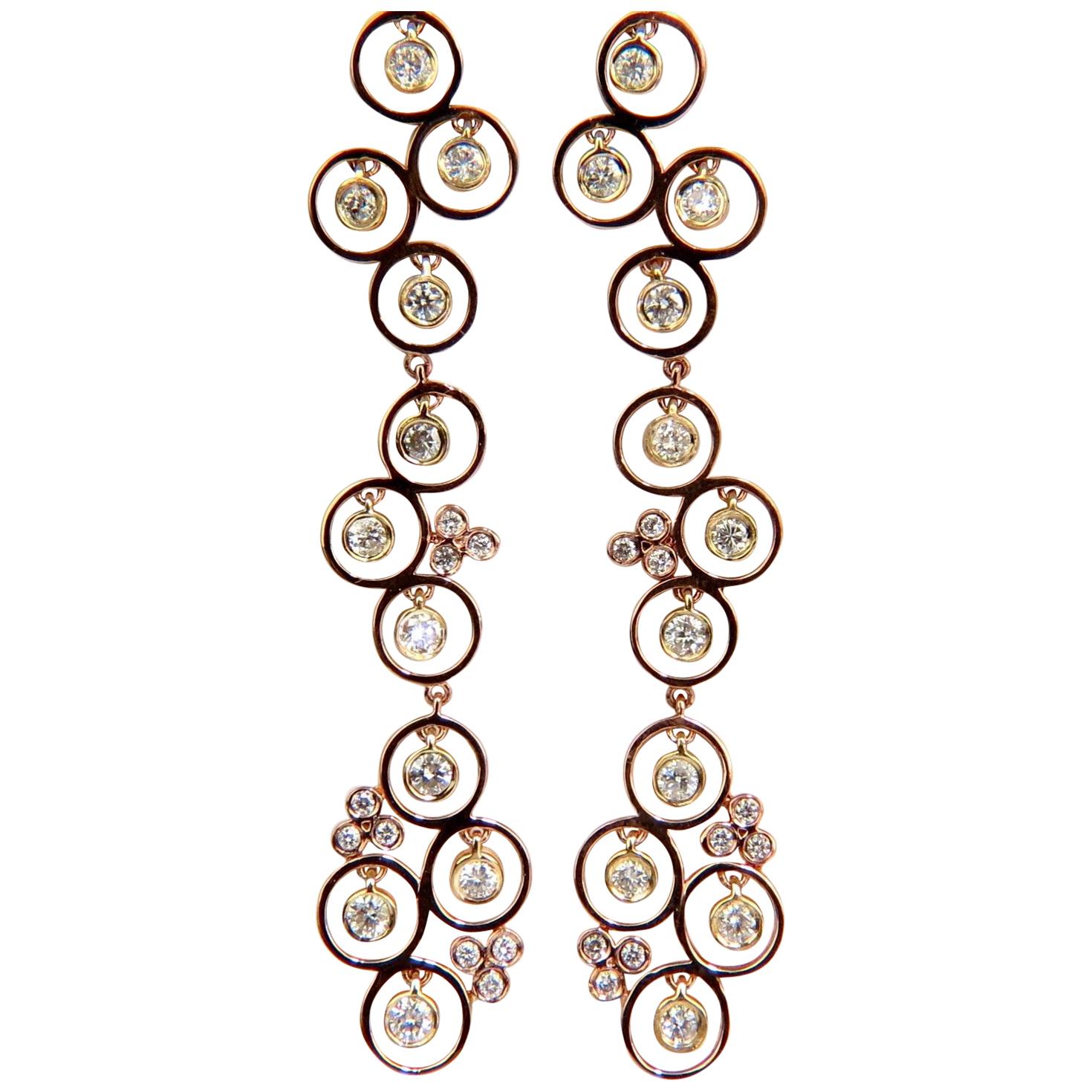 1.30 Carat Diamonds Dangle Earrings 3D Real Feel Modern Cluster Vine 14 Karat