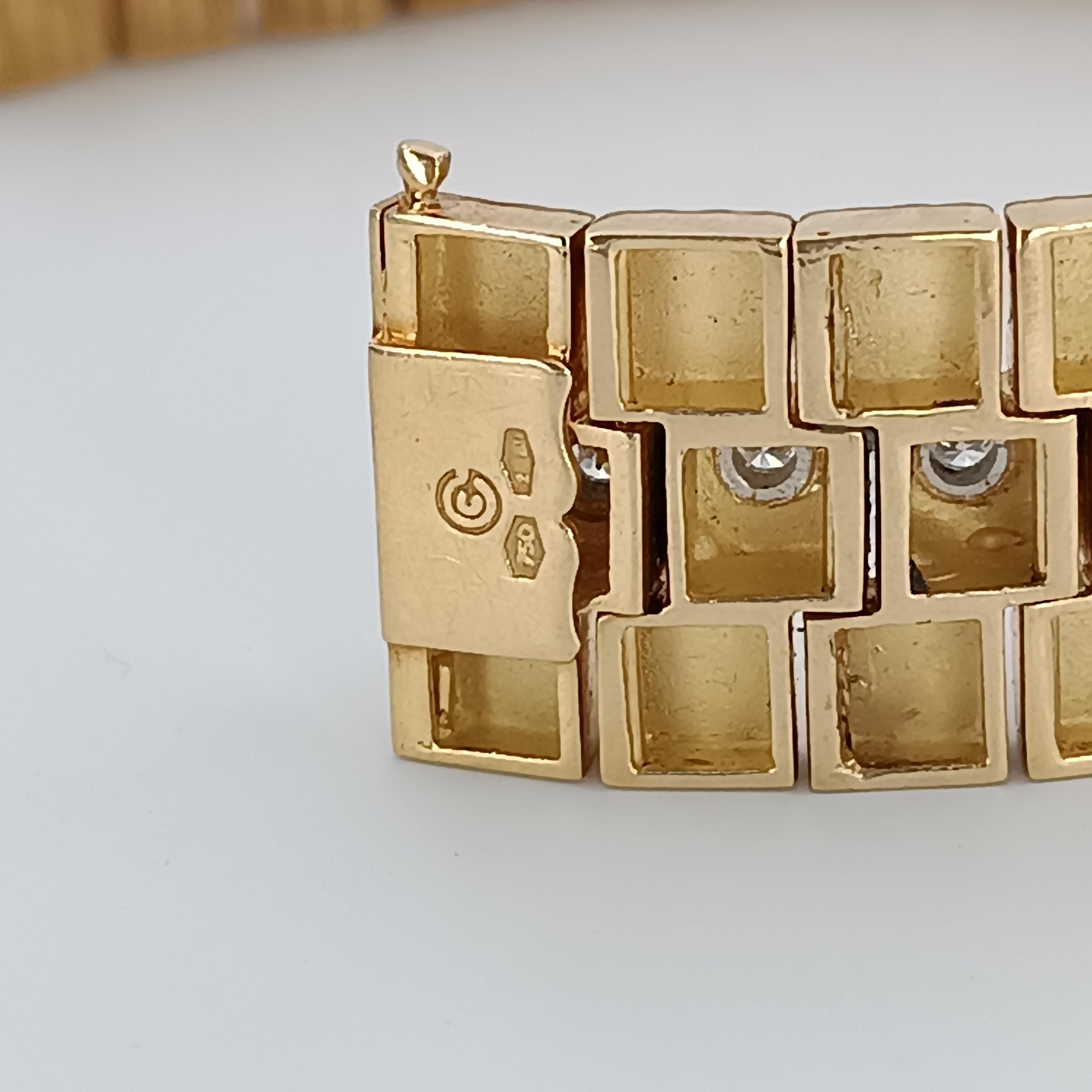 Contemporain Bracelet en or jaune 18 carats et diamants de 1,30 carat, grammes 65,96 en vente