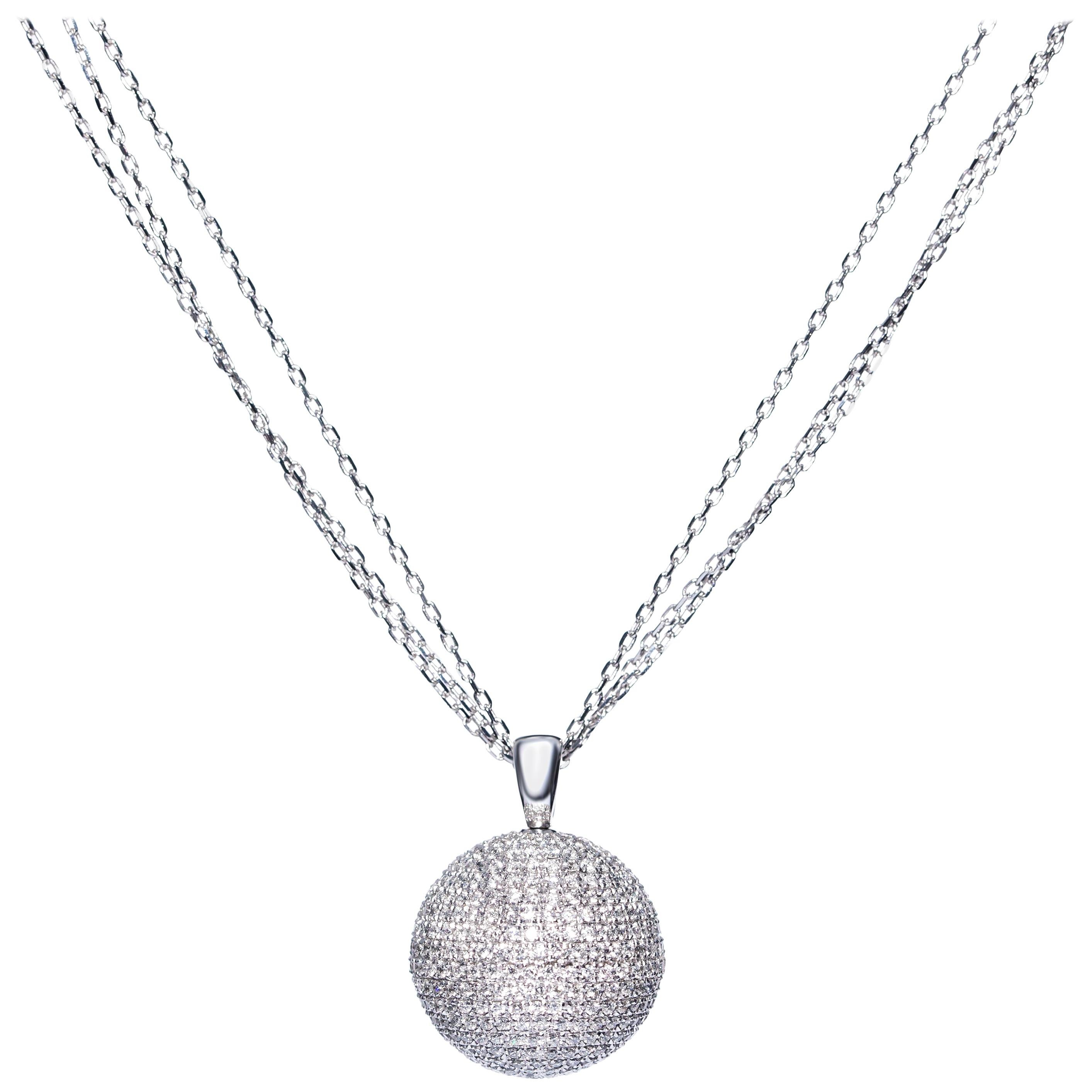 Glamorous-diamanté Disco Ball Pearls & Multi Strand Chrome Necklace Zx227 