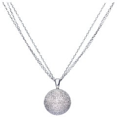 1.30 Carat Disco Ball Round Brilliant Diamonds 18 KT White Gold Necklace Pendant