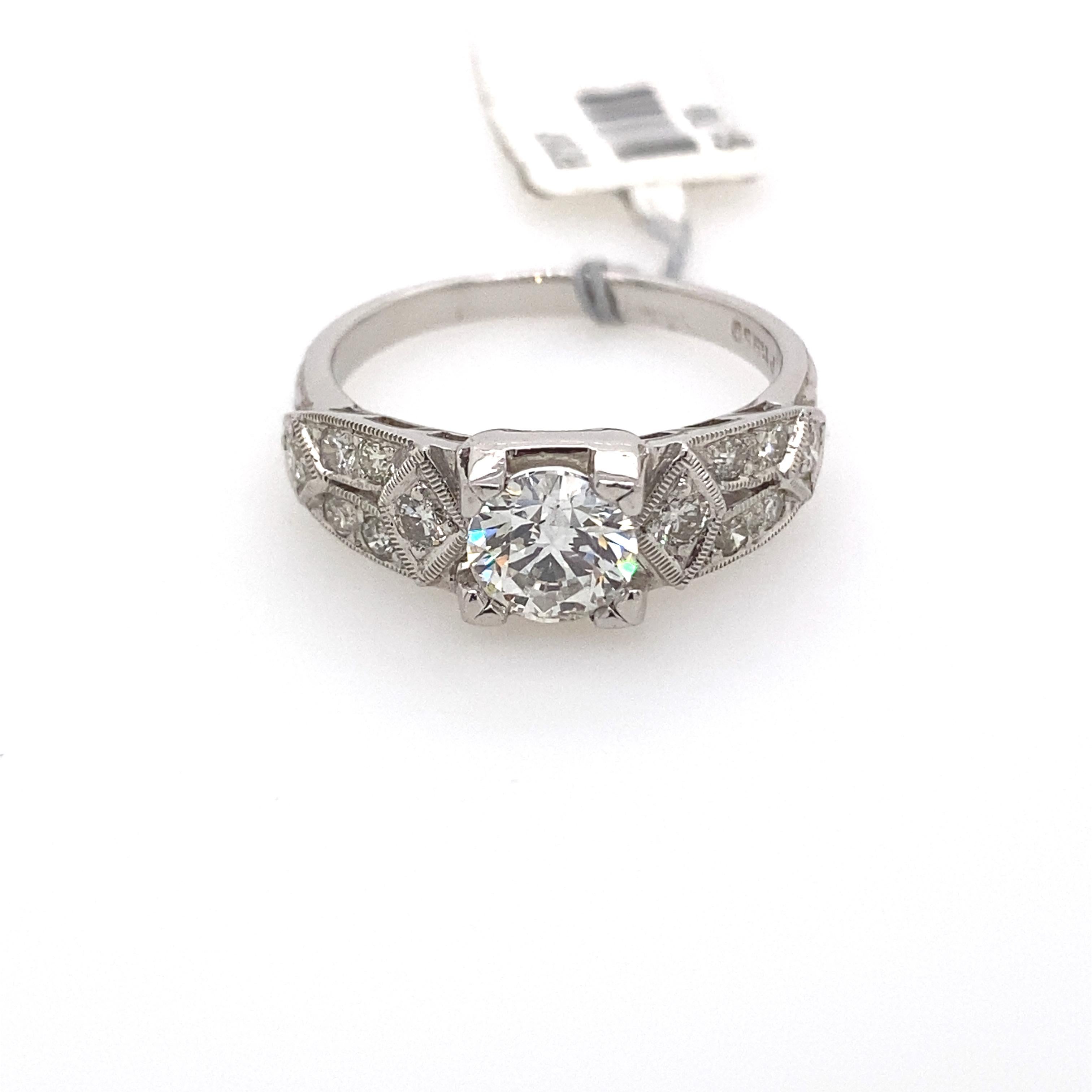 Women's 1.30 Carat Edwardian Inspired Diamond Engagement Ring 18 Karat White Gold