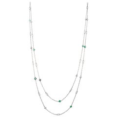 1.30 Carat Emerald Diamond Platinum Diamond by The Yard Necklace