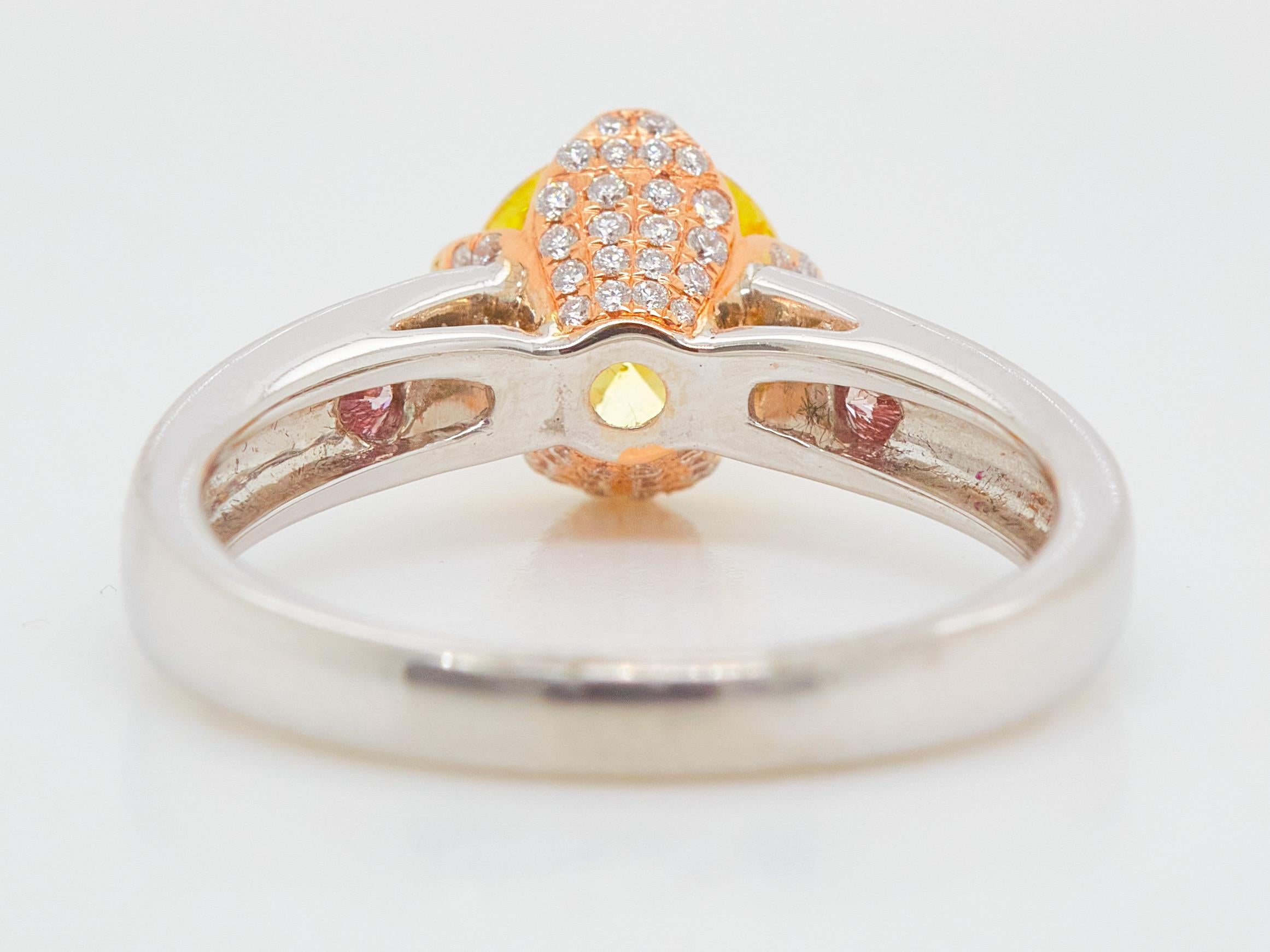 pink and yellow diamond ring