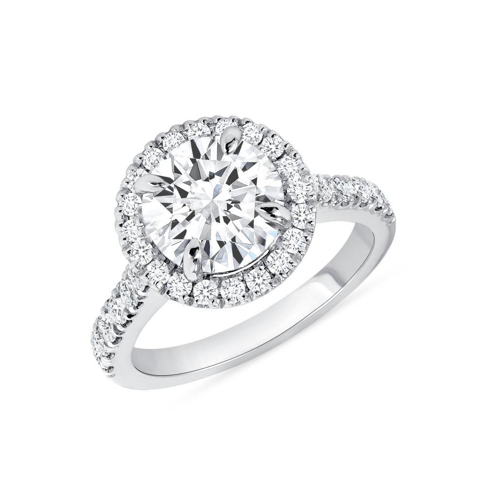 For Sale:  1.30 Carat Halo Design Round Cut Engagement Ring 4-Prong Setting 2
