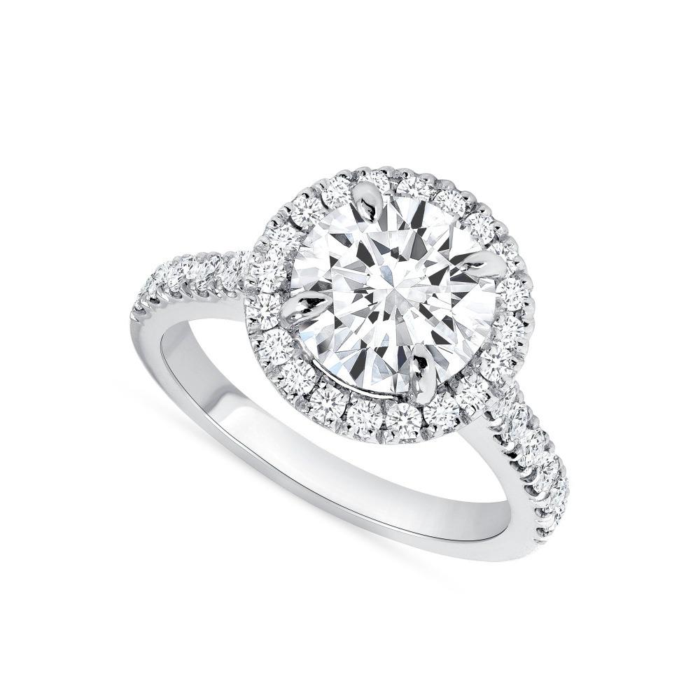 For Sale:  1.30 Carat Halo Design Round Cut Engagement Ring 4-Prong Setting 3