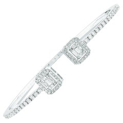 1.30 Carat Illusion Emerald Cut Diamond Bracelet 18K White Gold HRD Certified