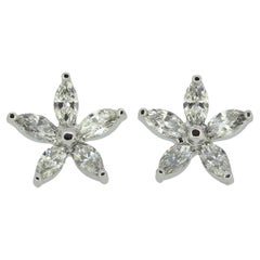 1.30 Carat Marquise Cut Diamond Cluster Earrings