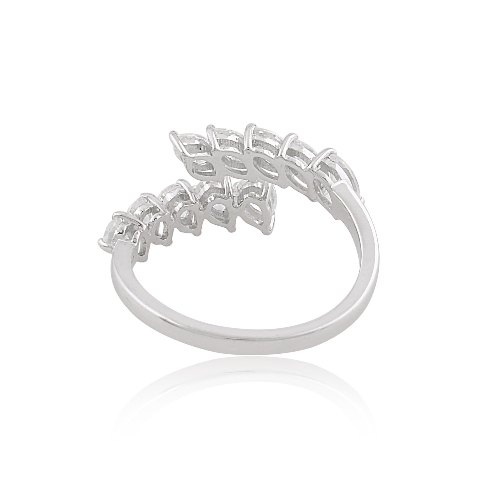 Modern 1.30 Carat Marquise Pear Diamond Wrap Ring 10 Karat White Gold Handmade Jewelry For Sale