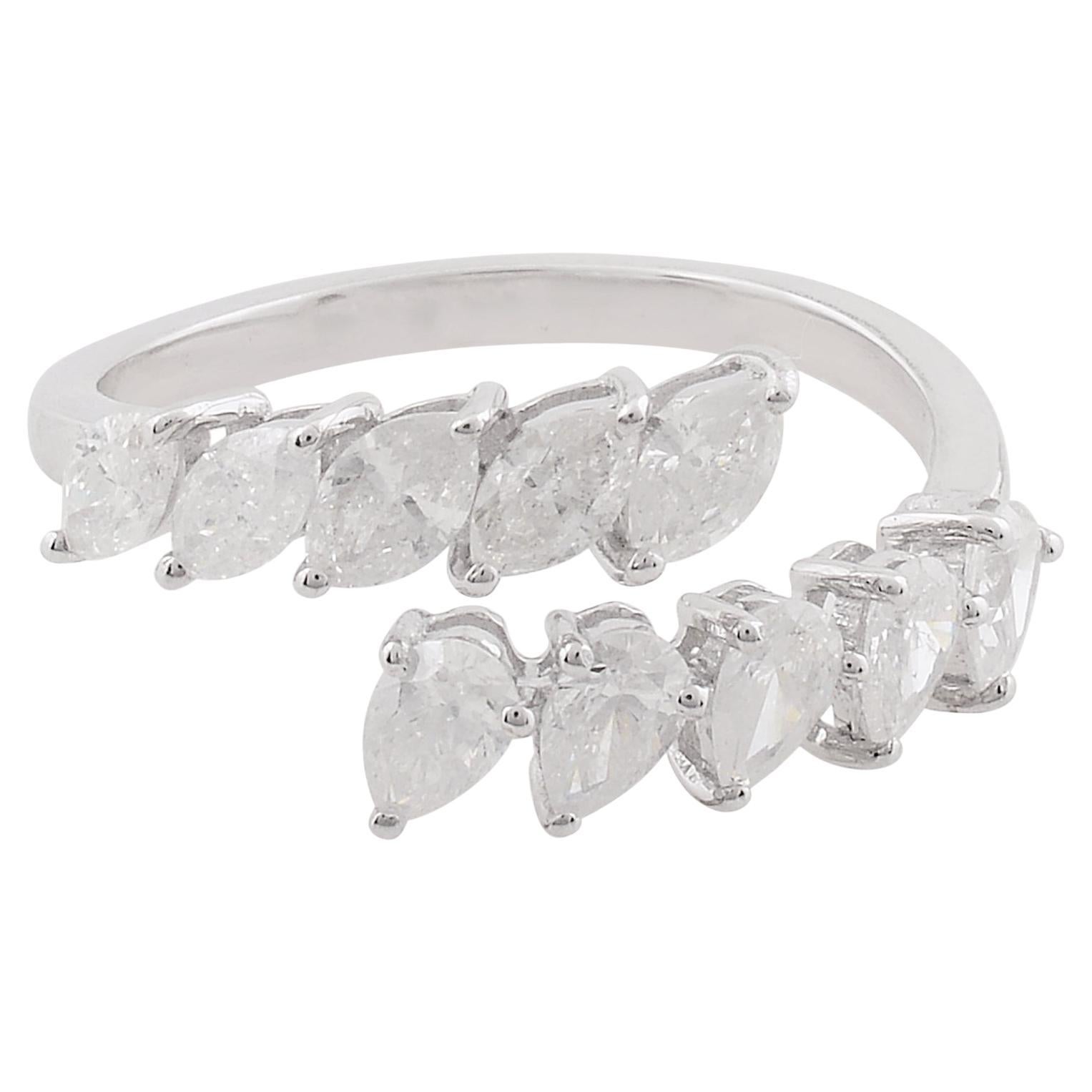 1.30 Carat Marquise Pear Diamond Wrap Ring 10 Karat White Gold Handmade Jewelry For Sale