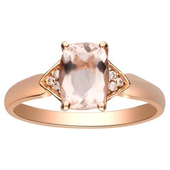 1.30 Carat Morganite Cushion Cut and Diamond 10K Rose Gold Engagement Ring