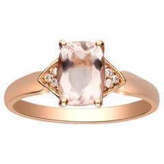 1.30 Carat Morganite Cushion Cut and Diamond 10K Rose Gold Engagement Ring