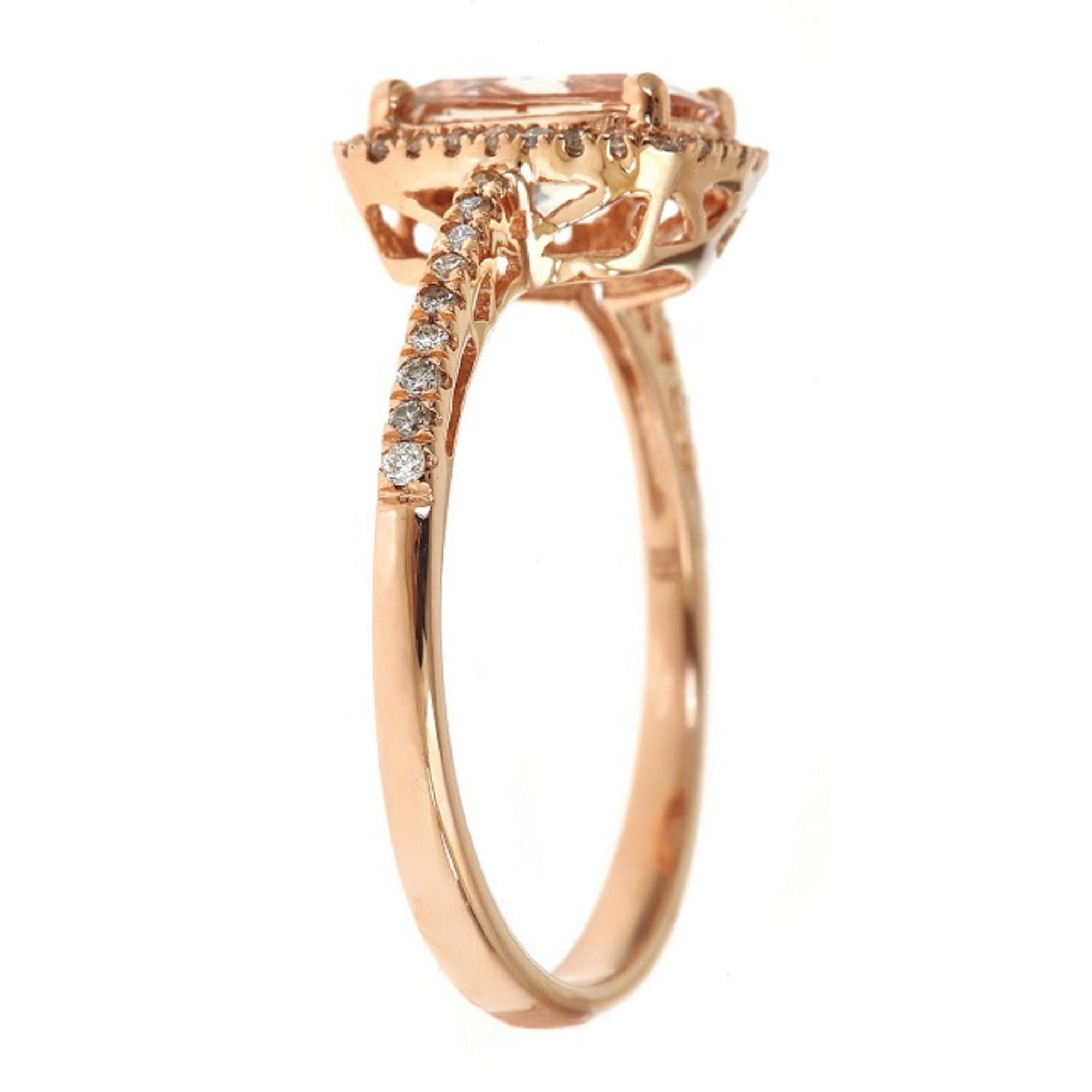 Wrapped in stunning white diamonds, the large Gin & Grace Genuine morganite gemstone of this ring catches the light effortlessly and adds subtle color to this gorgeous jewelry. Crafted beautifully, this cushion-cut ring is the perfect way to stay