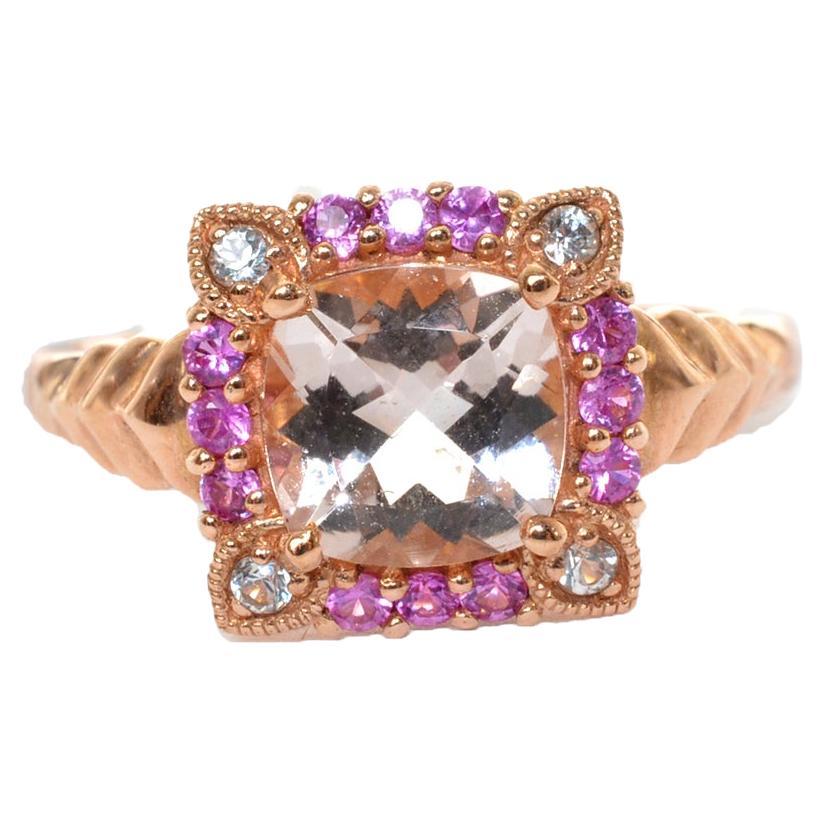 Sunita Nahata Morganite 1.30ct. Fancy Ring in 10KRG with Sapphire.