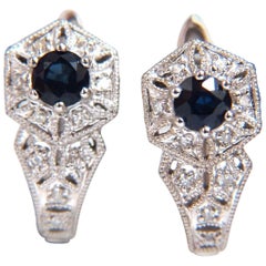 1.30 Carat Natural Blue Sapphire Lever Clip Earrings 14 Karat