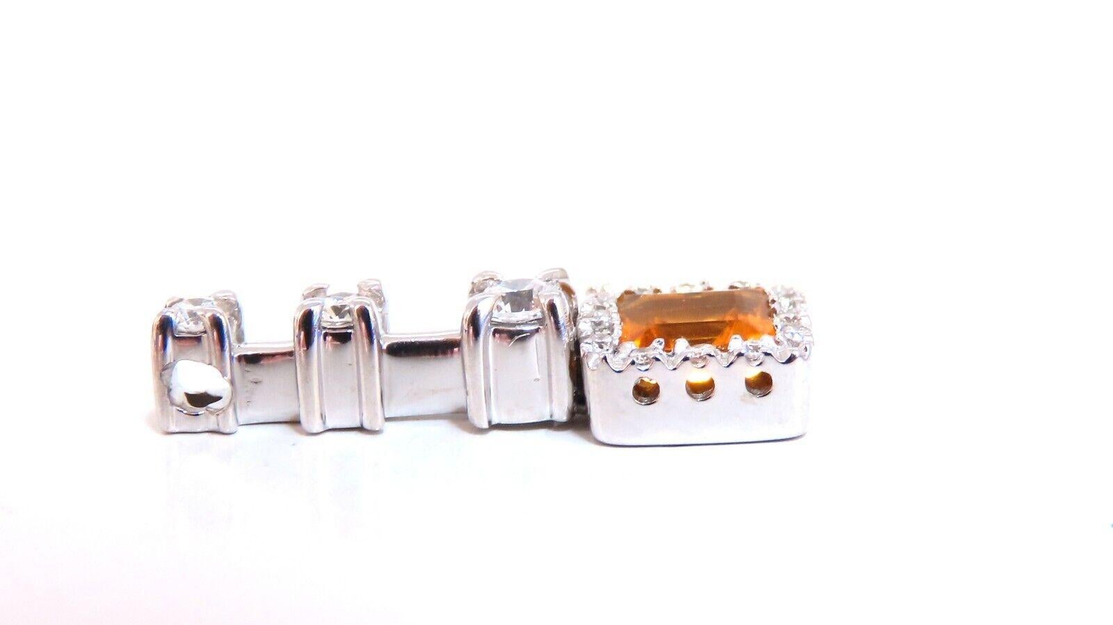 Round Cut 1.30 Carat Natural Citrine Diamond Pendant Bright Orange 14 Karat For Sale