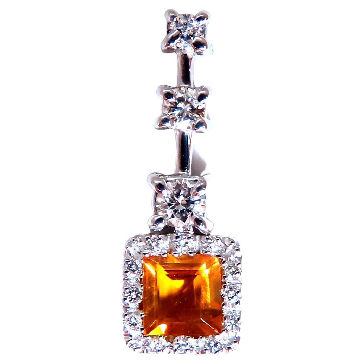 1,30 Karat natürlicher Citrin-Diamant-Anhänger Hellorange 14 Karat