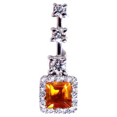 1.30 Carat Natural Citrine Diamond Pendant Bright Orange 14 Karat