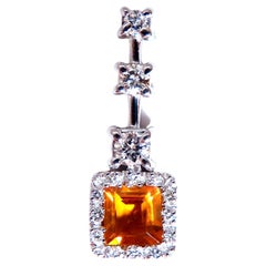 1.30 Carat Natural Citrine Diamond Pendant Bright Orange 14 Karat*