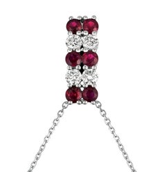 1.30 Carat Natural Diamond and Ruby Two Rows Necklace 14 Karat White Gold G-H SI