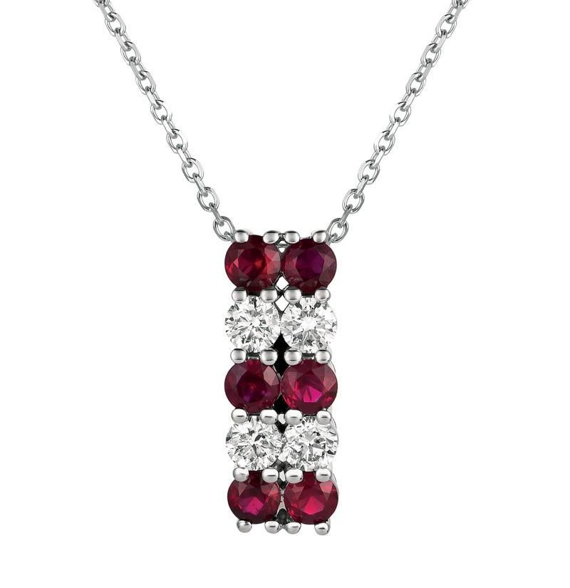 Red Ruby Pendant Necklace 14K Rose Gold 0.50 CT