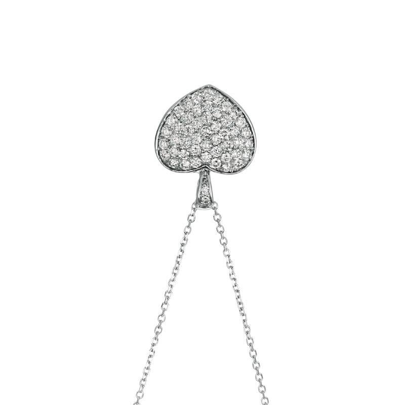Contemporary 1.30 Carat Natural Diamond Puffed Heart Necklace Pendant 14 Karat Gold G SI For Sale