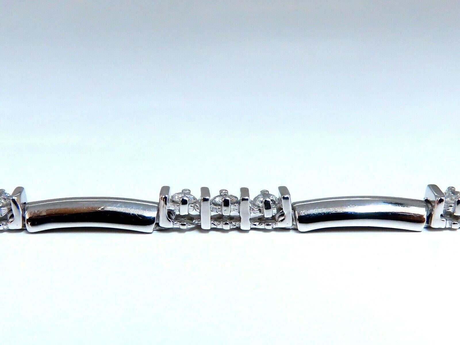 1.30 Carat Natural Diamonds Long Bar Linked Bracelet 14 Karat For Sale 1