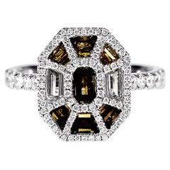 1,30 Karat natürlicher Fancy Color Diamant 9 Stück Smaragd Puzzle Designer Ring