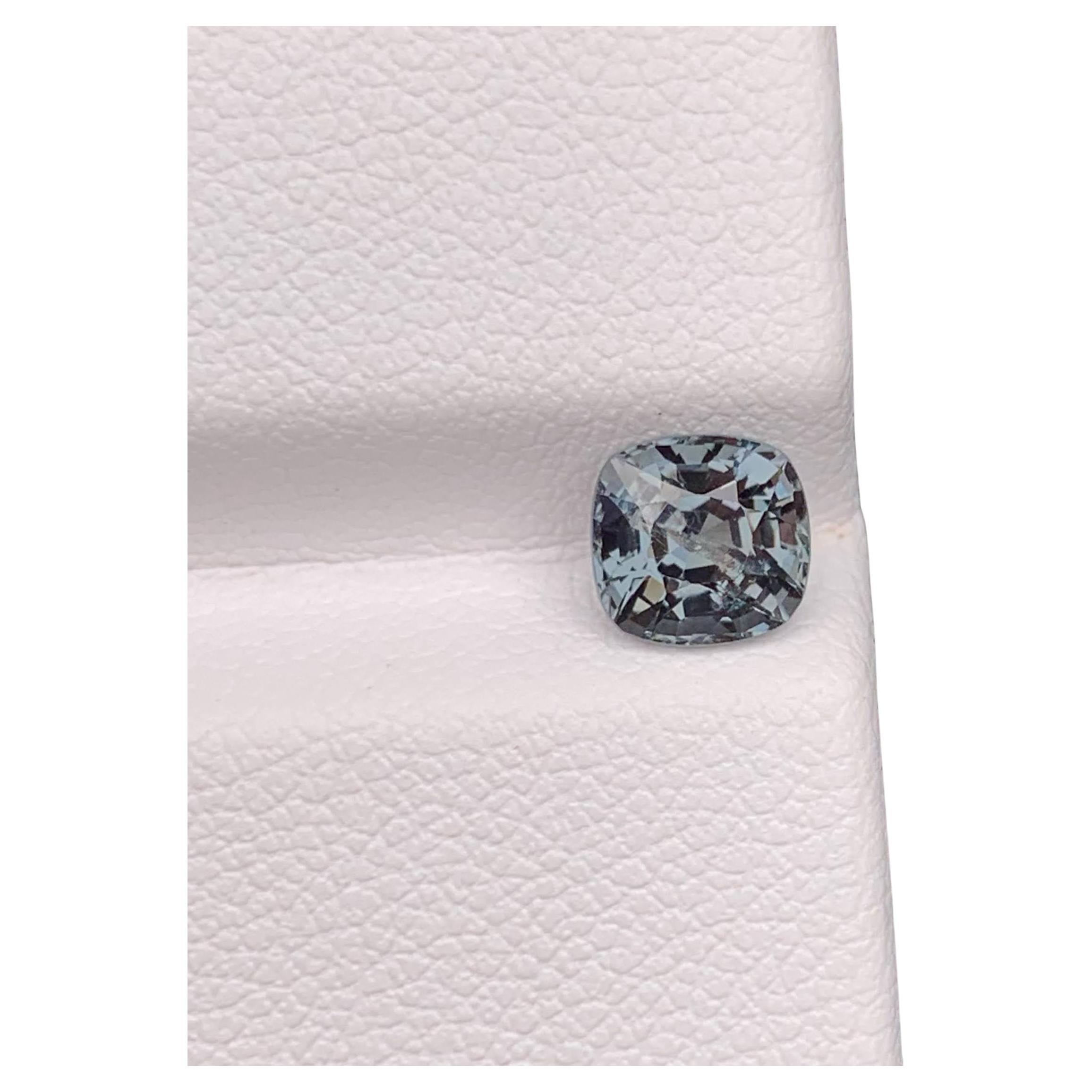1,30 Carati di Spinello Grigio Naturale Sciolto Pietra Gemma Burmese Taglio Cuscino