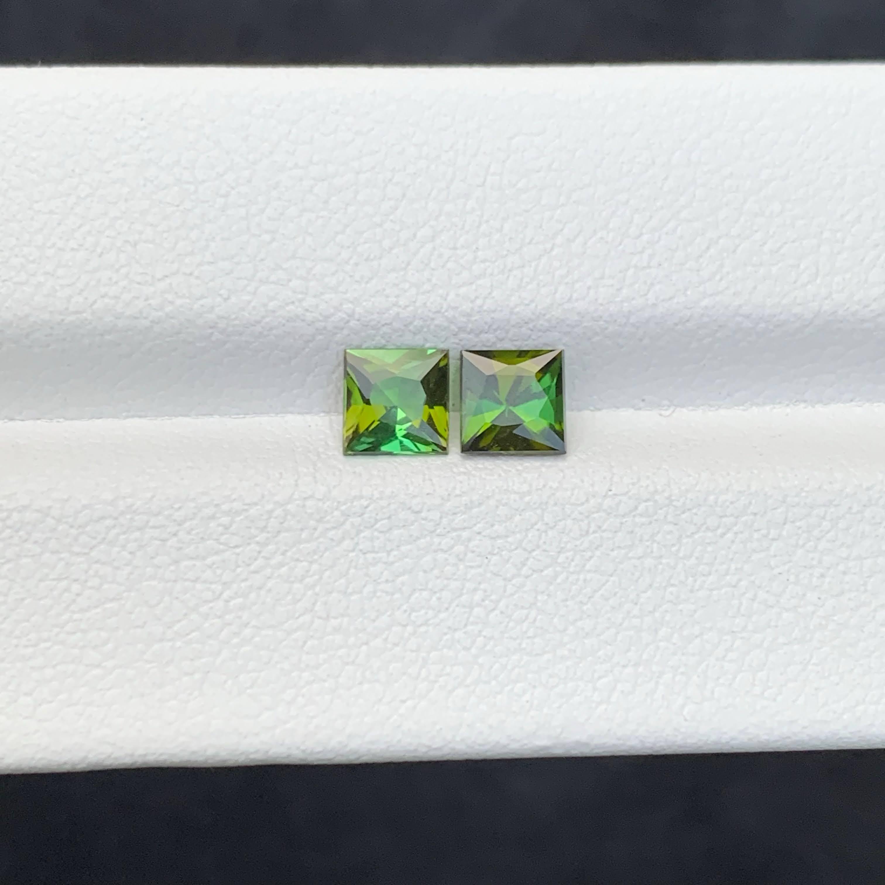 1.30 Carat Natural Loose Green Tourmaline Pair Fancy Asscher Cut Afghan Gemstone (pierre précieuse afghane) en vente 4