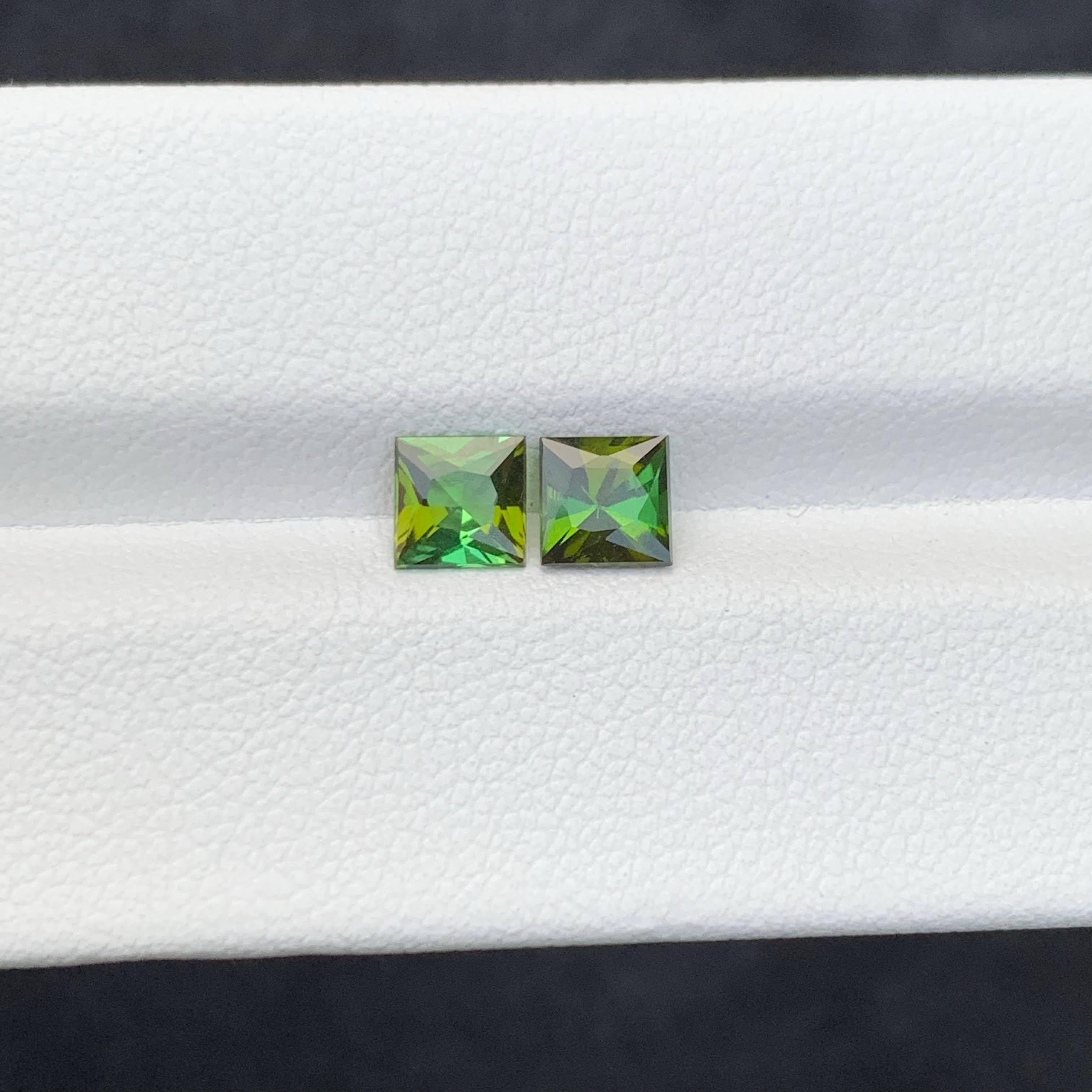 1.30 Carat Natural Loose Green Tourmaline Pair Fancy Asscher Cut Afghan Gemstone (pierre précieuse afghane) en vente 5