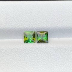 1.30 Carat Natural Loose Green Tourmaline Pair Fancy Asscher Cut Afghan Gemstone