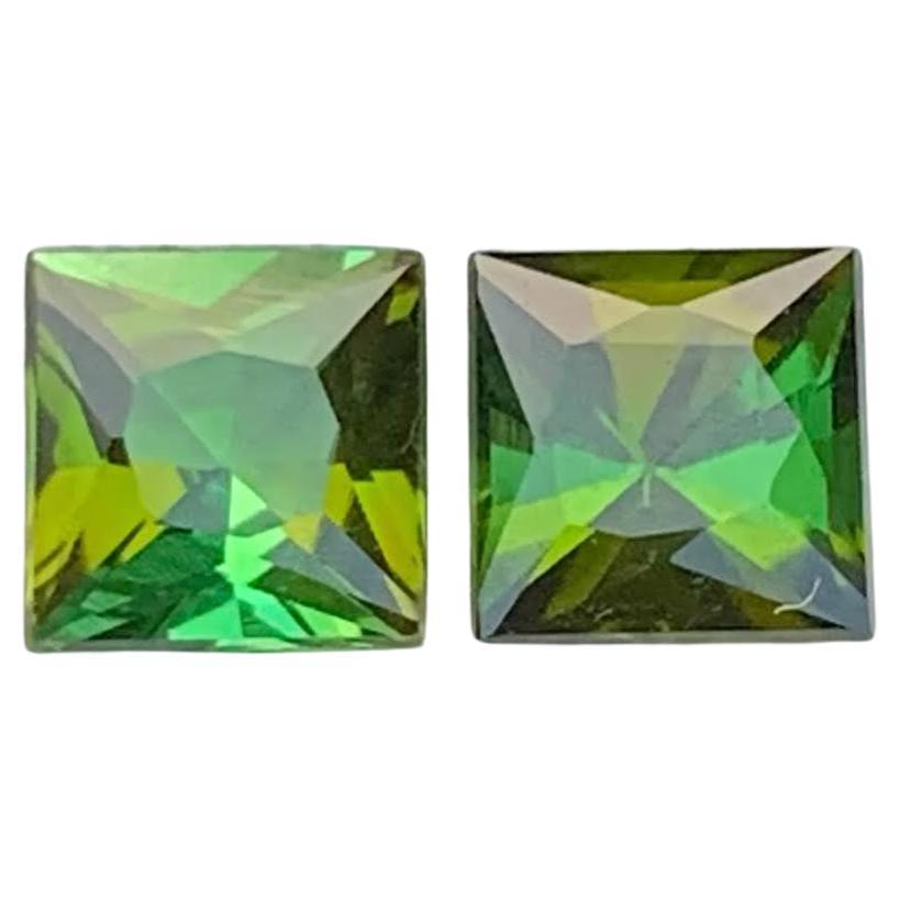 1.30 Carat Natural Loose Green Tourmaline Pair Fancy Asscher Cut Afghan Gemstone