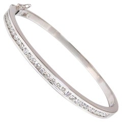 Bracelet jonc chaîne G/Vs 14 carats avec diamants ronds naturels de 1,30 carat