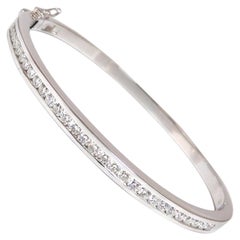1.30 Carat Natural Round Diamonds Bangle Bracelet G/Vs Channel 14 Karat*
