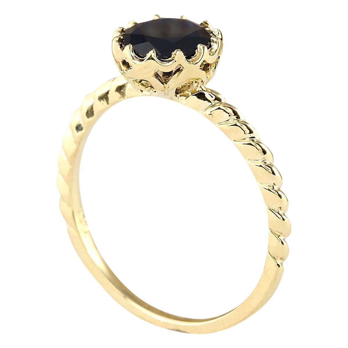 Round Cut Natural Sapphire Ring In 14 Karat Yellow Gold  For Sale