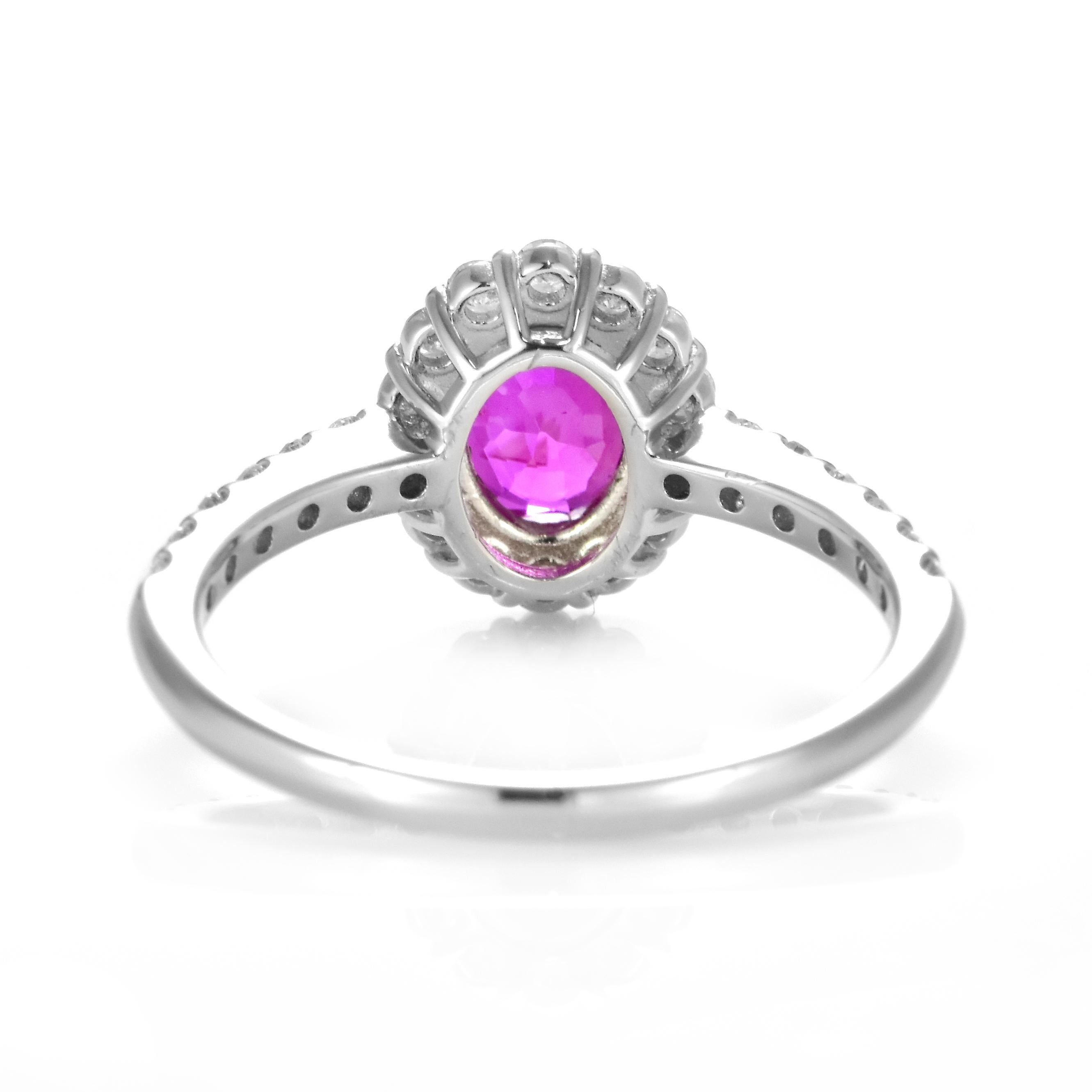 1.30 Carat Natural, Untreated, Burmese Ruby and Diamond Ring Made in Platinum For Sale 7